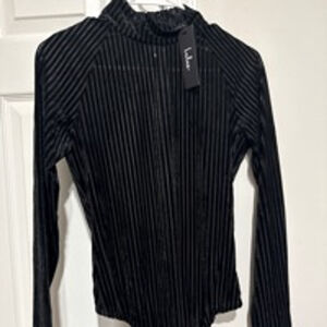 NWT Women's Lulus Absolute stunner black velvet Bodysuit